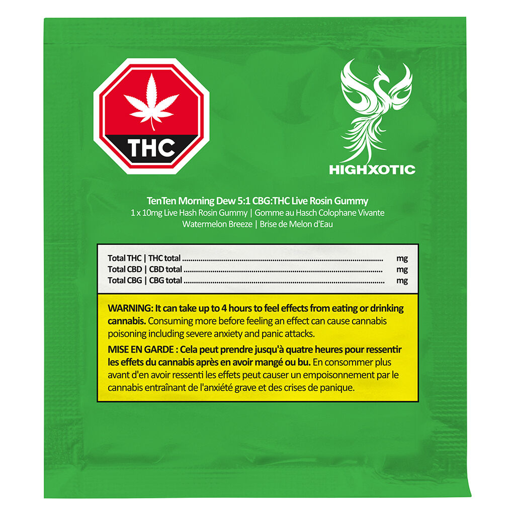 HighXotic - TenTen Morning Dew 5:1 CBG:THC Live Rosin Gummy - Hybrid - 1 Pack