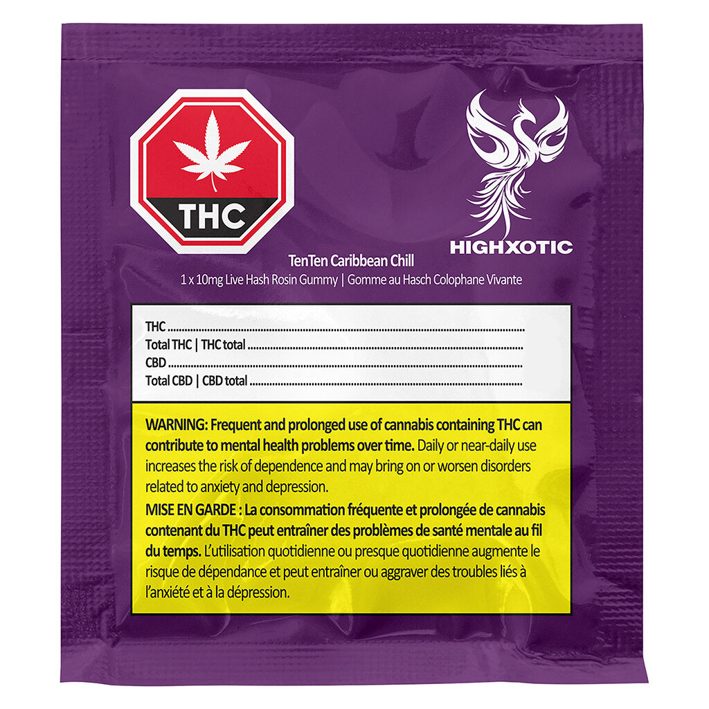 HighXotic - TenTen Gummy - HighXotic - TenTen Caribbean Chill Gummy - Indica - 1 Pack